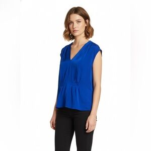 DKNY Women’s Royal Blue V-Neck Blouse Size Large